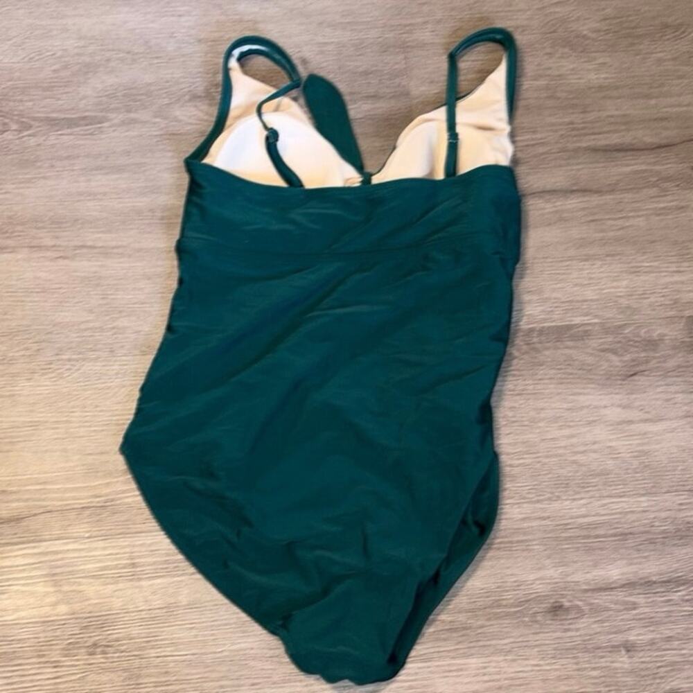 Kona Sol Women's XL Green Tie-Front Ruched One Piece Swimsuit Full Coverage - Picture 12 of 12